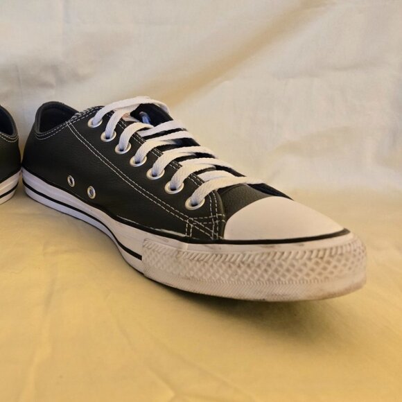 Grey Leather Converse All Stars Low Top Sneakers Men's Size 9 Women's Size 11 - Picture 11 of 12